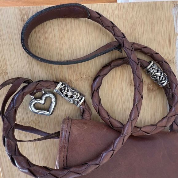 Vintage 90s Brighton Brown Leather Karen Bag Purse Braided Shoulder Crossbody - Picture 7 of 11